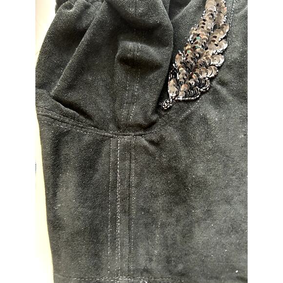 Made with Love by Mom Corset Crop Top Tube S/M Black Velvet Y2K Strapless Sequin - Picture 9 of 11